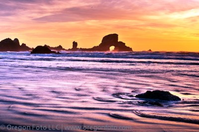 sea lion arch rock sunset